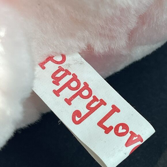 Puppy Love Floppy Pink Dog Plush Stuffed Animal Toy Heart Nose Soft Blue Eyes - Picture 7 of 12